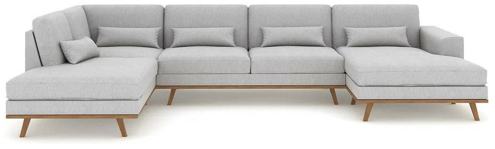 Γωνιακός Καναπές Seattle K101, Ανοιχτό γκρι, 351x202x85cm, Πόδια: Ξύλο, Ξύλο: Πεύκο | Epipla1.gr
