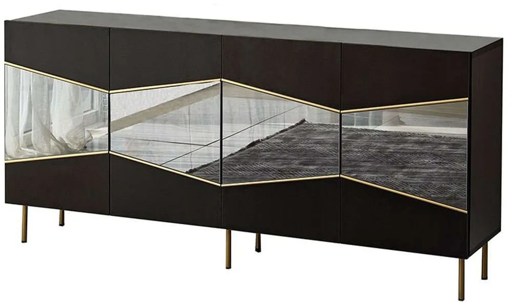 Μπουφές Nice 552NOS1807 180x40x80cm Black-Fume Particle Board, Melamine