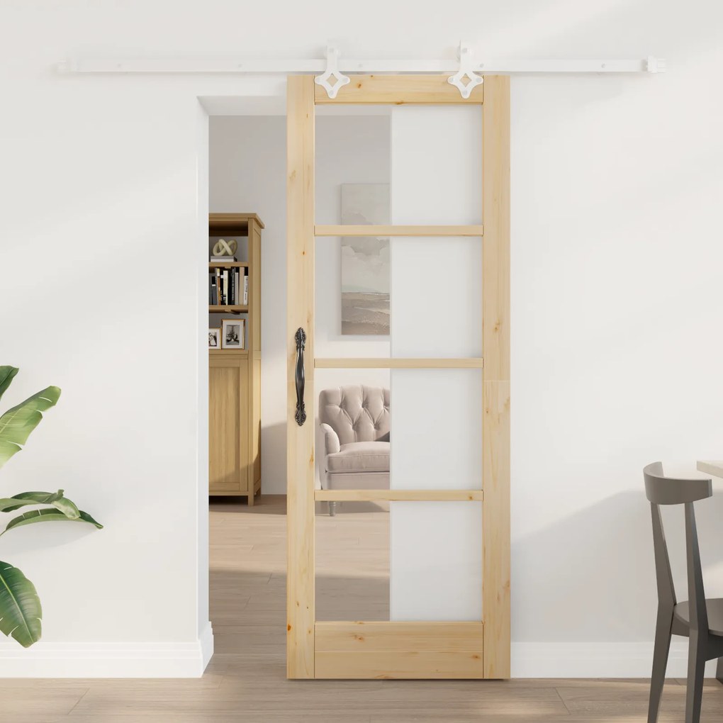 vidaXL Σετ Κυλιόμενης Πόρτας  με Υλικά 73.5x198.5 εκ. Στερεό Ξύλο Πεύκου