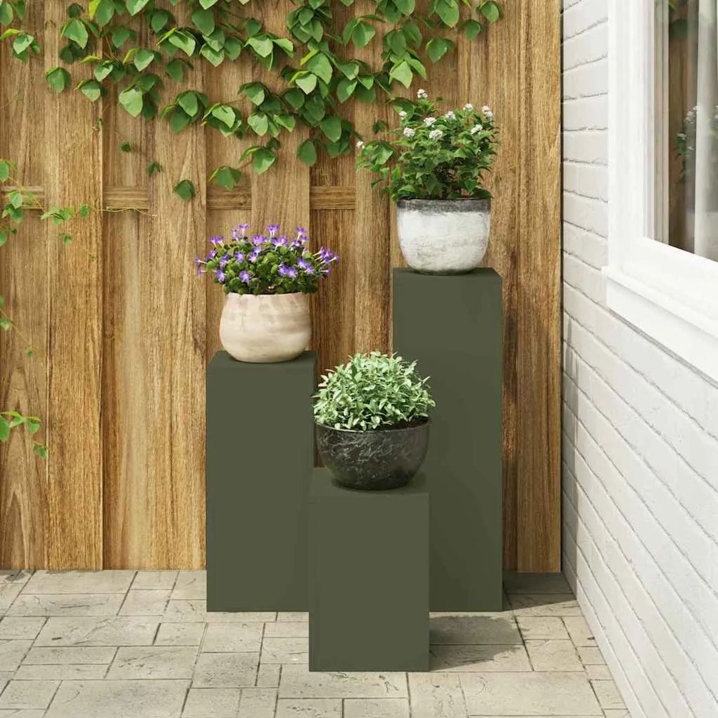 vidaXL Στήριξη φυτών 3 pcs Λαδί 24 x 24 x 75 εκ. Ατσάλι