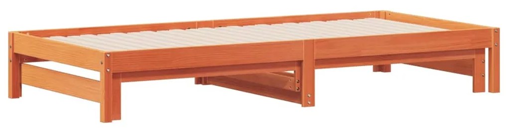 vidaXL Καναπές Κρεβάτι Συρόμενος ΚαφέΚεριού 90x200εκ.Μασίφ Ξύλο Πεύκου