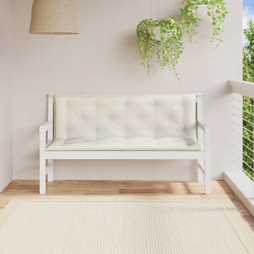 vidaXL Μαξιλάρι Πάγκου Κήπου Κρεμ Μελανζέ 150x50x7 εκ. Ύφασμα