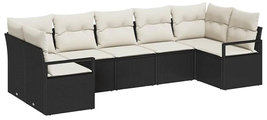 vidaXL Σετ Καναπέ Κήπου 7 pcs Μαύρο Πολυ ράταν