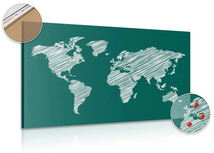 Εικόνα στον παγκόσμιο χάρτη που εκκολάπτεται από φελλό σε πράσινο φόντο - 120x80
