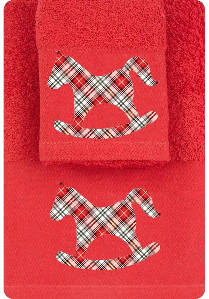 Borea Πετσέτες Χριστουγεννιάτικες Σετ 2ΤΜΧ CR-11 ΚΟΚΚΙΝΟ 50 x 90 / 30 x 50 cm Κόκκινο