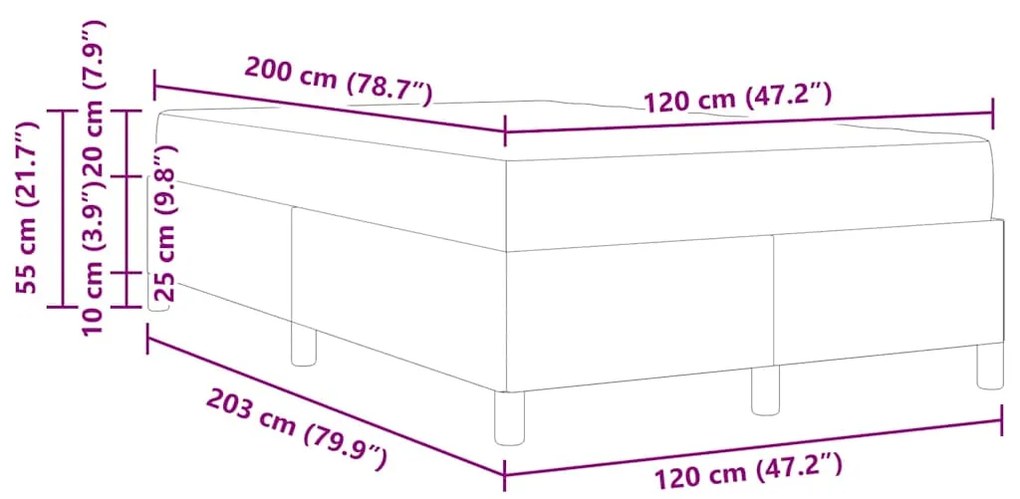 vidaXL Σκελετός Κρεβατιού με στρώμα Σκούρο Μπλε 120 x 200 cm ύφασμα