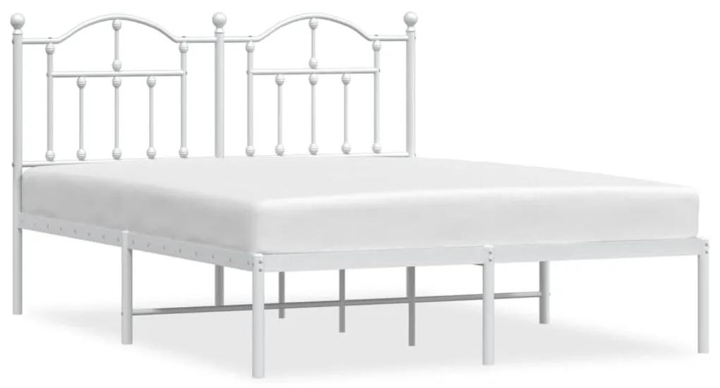 vidaXL Πλαίσιο Κρεβατιού με Κεφαλάρι Λευκό 140 x 200 εκ. Μεταλλικό