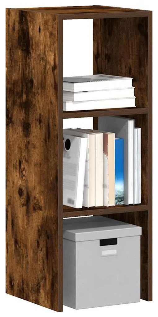 Βιβλιοθήκη Στοιβαζόμενα Καπνιστή Δρυς 30x30x80 εκ. Επεξ. Ξύλο