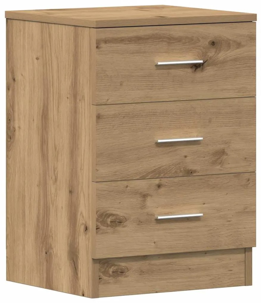Κομοδίνο Αρτισιανή Δρυς 38x35x55 εκ. από Επεξεργασμένο Ξύλο - Καφέ