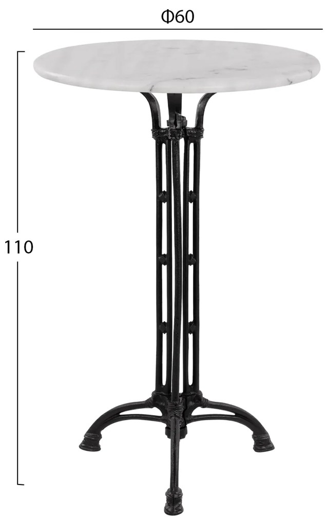ΤΡΑΠΕΖΙ ΣΤΑΝΤ AR BRIELLE ΜΕ 3ΝΥΧΗ ΒΑΣΗ ΑΠΟ ΜΑΝΤΕΜΙ HM5890 ΜΕ ΜΑΡΜΑΡΟ Φ60x110Υ εκ. - HM5890