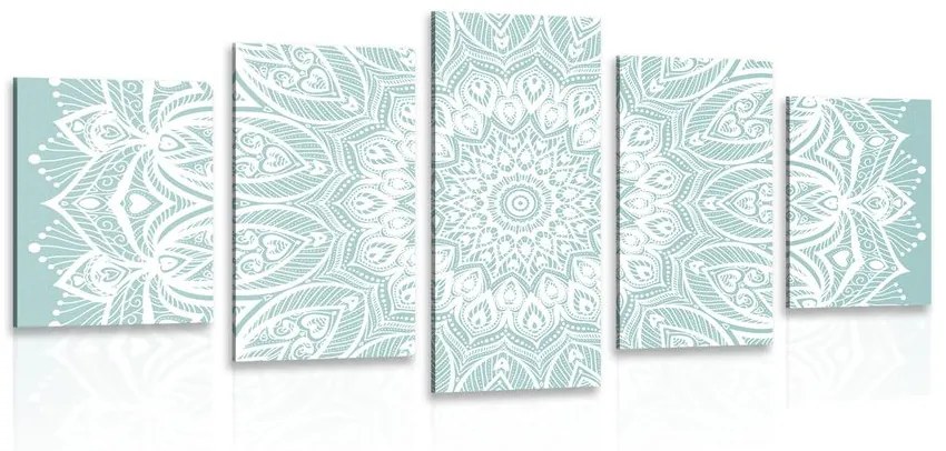 Εικόνα 5 μερών Αρμονία Mandala σε μπλε φόντο - 100x50