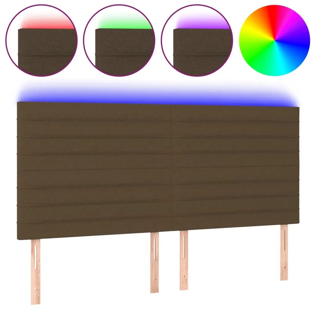vidaXL Κεφαλάρι Κρεβατιού LED Σκούρο Καφέ 160x5x118/128εκ. Υφασμάτινο