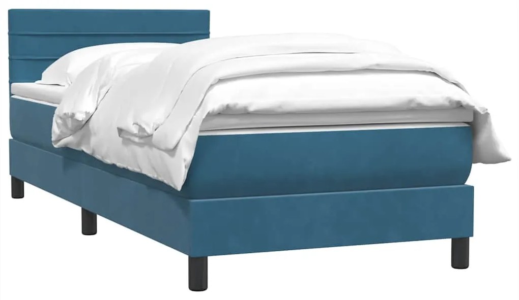 vidaXL Κρεβάτι Boxspring με Στρώμα Σκούρο Μπλε 80x220 εκ. Βελούδινο