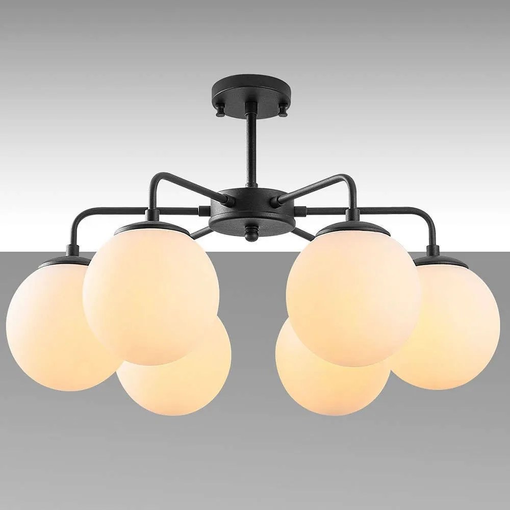 Φωτιστικό Οροφής - Πλαφονιέρα Viran 942FLG1360 56x56x43cm 6xE14 40W Black-White Opviq