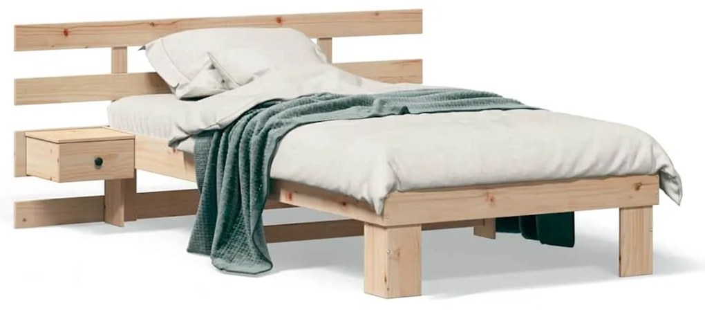 vidaXL Σκελετός Κρεβατιού Καφέ 90 x 190 cm Μασίφ ξύλο πεύκου
