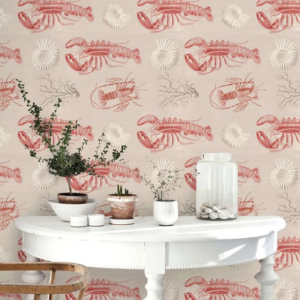 Ταπετσαρία Lobster Taupe WP20013 Grey-Red-Blue MindTheGap 52x300cm