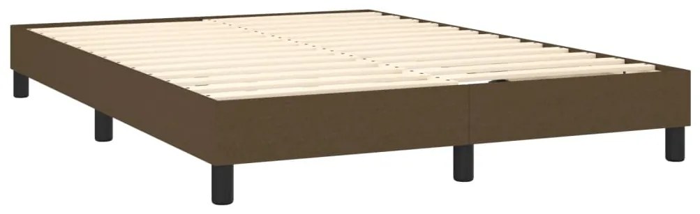 vidaXL Κρεβάτι Boxspring με Στρώμα Σκούρο Καφέ 140x190 εκ. Υφασμάτινο