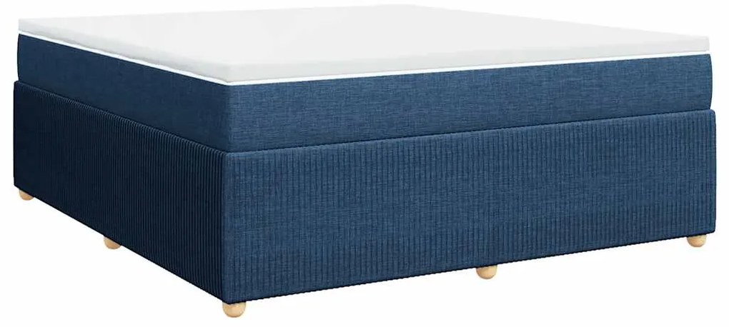 vidaXL Κρεβάτι Boxspring με Στρώμα Μπλε 180x200 εκ. Υφασμάτινο
