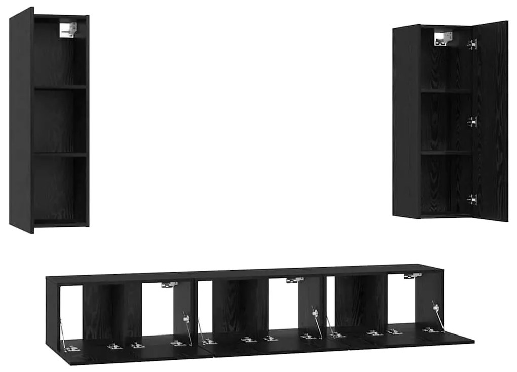 vidaXL Σετ επίπλου τηλεόρασης Επιτοίχιο 5 pcs Μαύρη δρυς