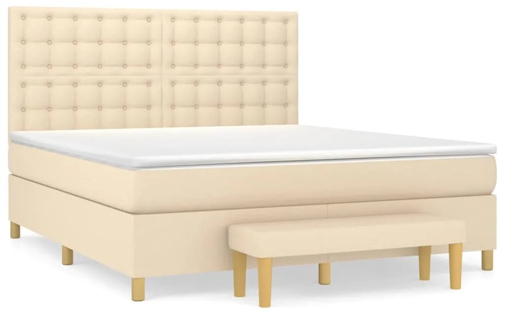 vidaXL Κρεβάτι Boxspring με Στρώμα Κρεμ 160x200 εκ. Υφασμάτινο