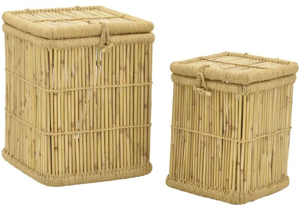 Καλάθια Απλύτων Dremia (Σετ 2Τμχ) 309-000013 46x46x55/34x34x45cm Natural Inart Σχοινί,Bamboo