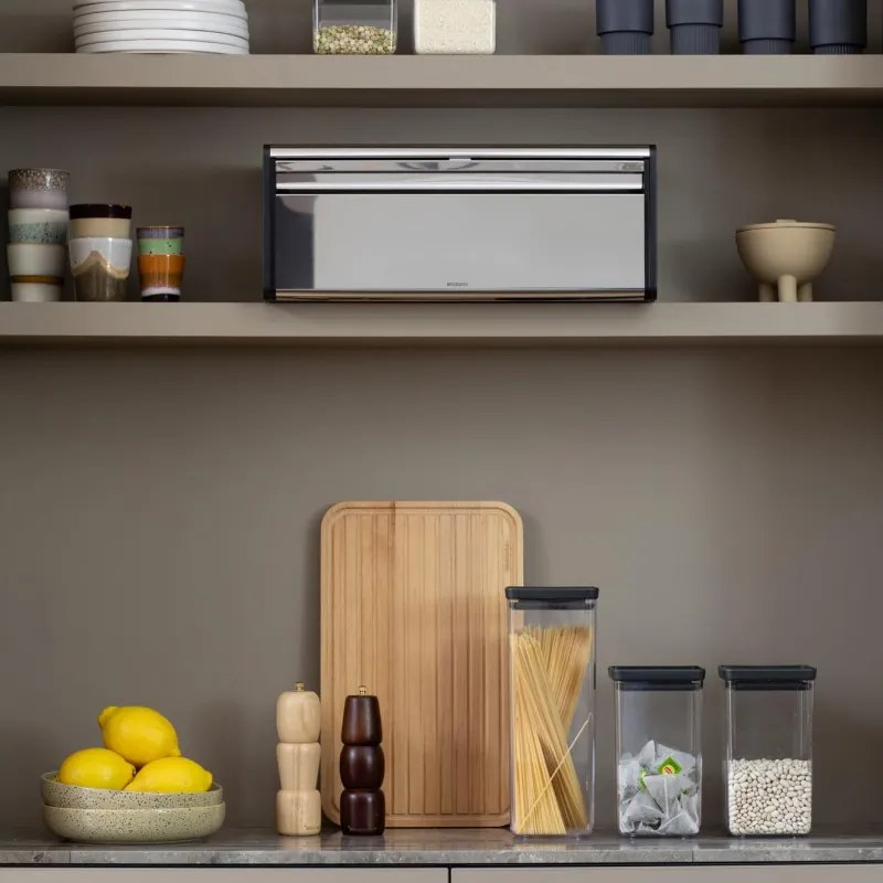 Κουτί ψωμιού Brabantia Fall Front 646848, 18 l, 46,5x25 cm, Επιτοίχια τοποθέτηση, Inox