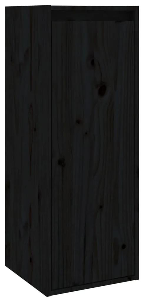 Ντουλάπι Τοίχου Μαύρο 30 x 30 x 80 εκ. από Μασίφ Ξύλο Πεύκου - Μαύρο