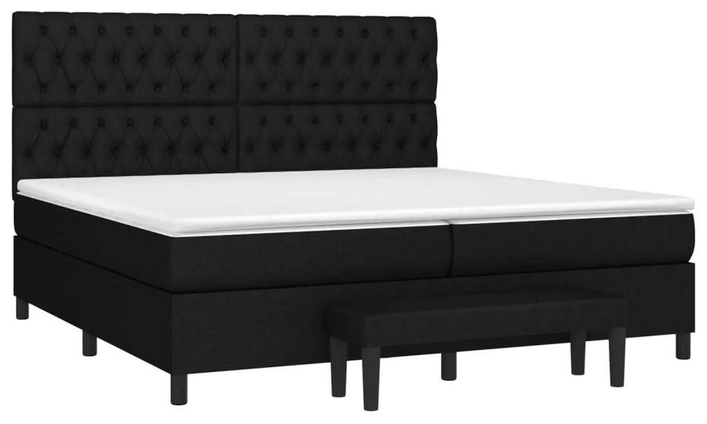 vidaXL Κρεβάτι Boxspring με Στρώμα Μαύρο 200x200 εκ. Υφασμάτινο