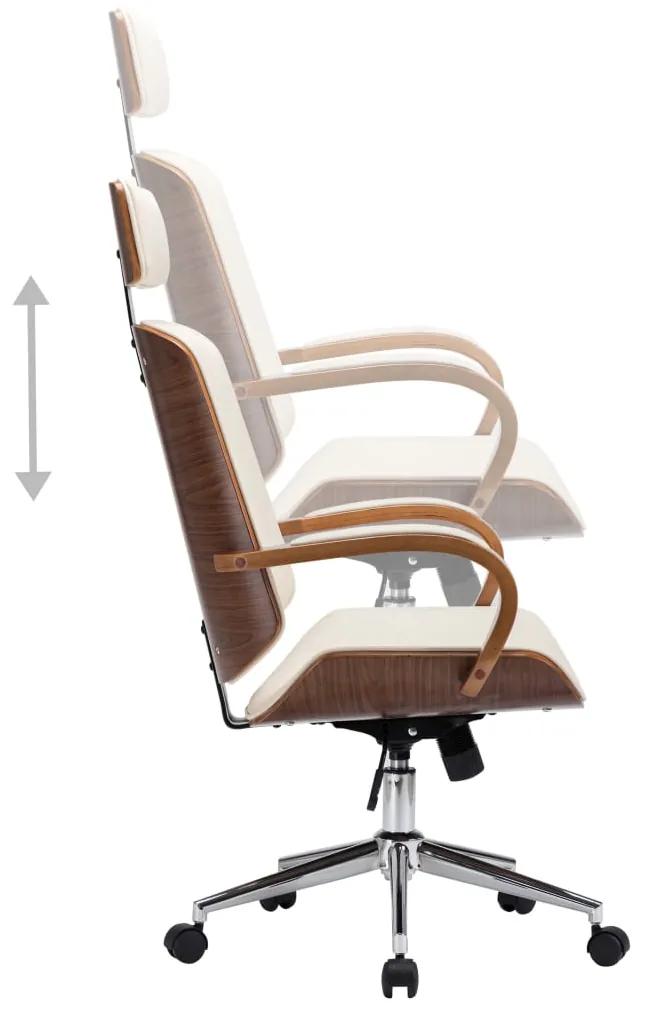 vidaXL Καρέκλα Γραφείου με Προσκέφαλο Κρεμ Συνθ. Δέρμα/Λυγισμένο Ξύλο