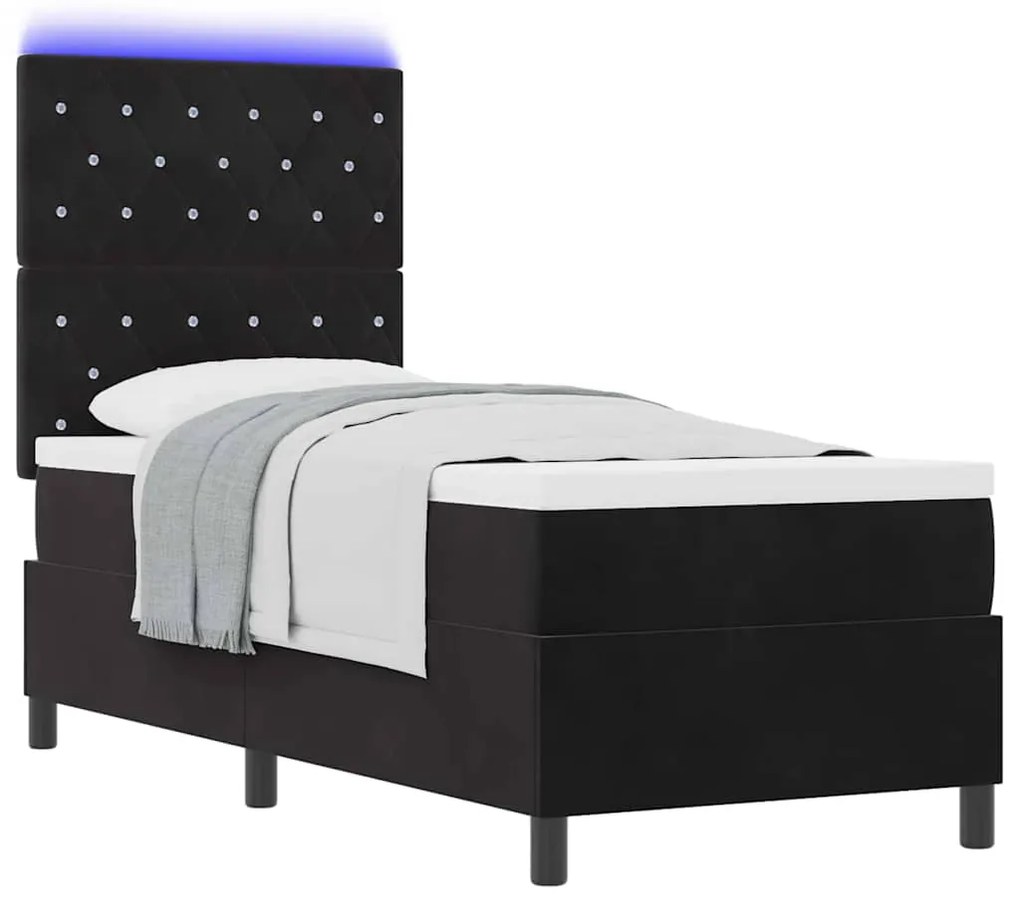 vidaXL Κρεβάτι με ελατήρια με στρώμα Μαύρο 80 x 200 cm Βελούδο