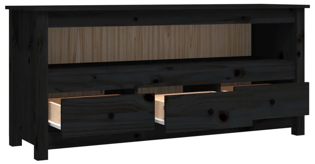 vidaXL Έπιπλο Τηλεόρασης Μαύρο 114 x 35 x 52 εκ. από Μασίφ Ξύλο Πεύκου
