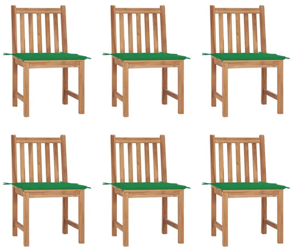 3073120 vidaXL Καρέκλες Κήπου 6 τεμ. από Μασίφ Ξύλο Teak με Μαξιλάρια Πράσινο, 1 Τεμάχιο