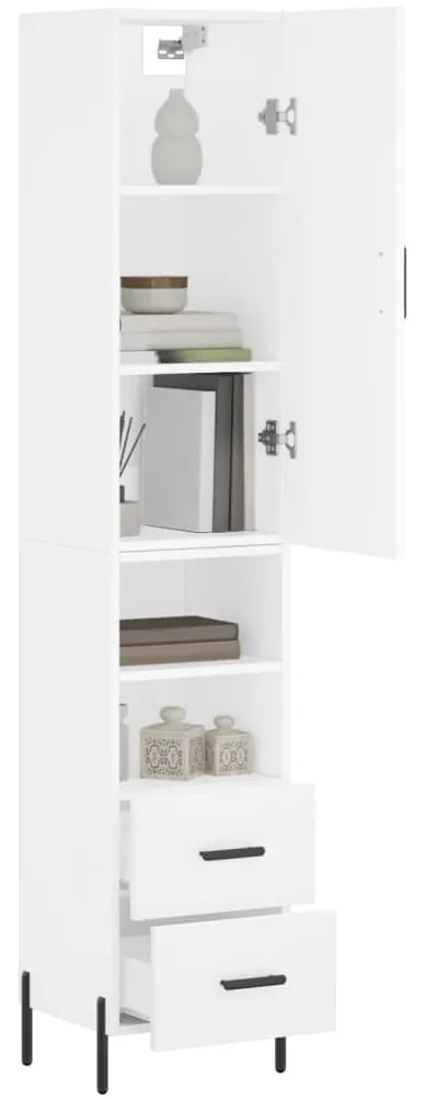 vidaXL Ντουλάπι Λευκό 34,5 x 34 x 180 εκ. από Επεξεργασμένο Ξύλο