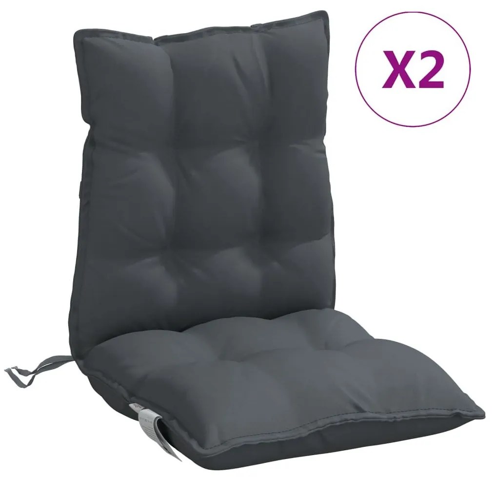 Μαξιλάρια Καρέκλας Χαμηλή Πλάτη 2 τεμ. Ανθρακί Ύφασμα Oxford - Ανθρακί