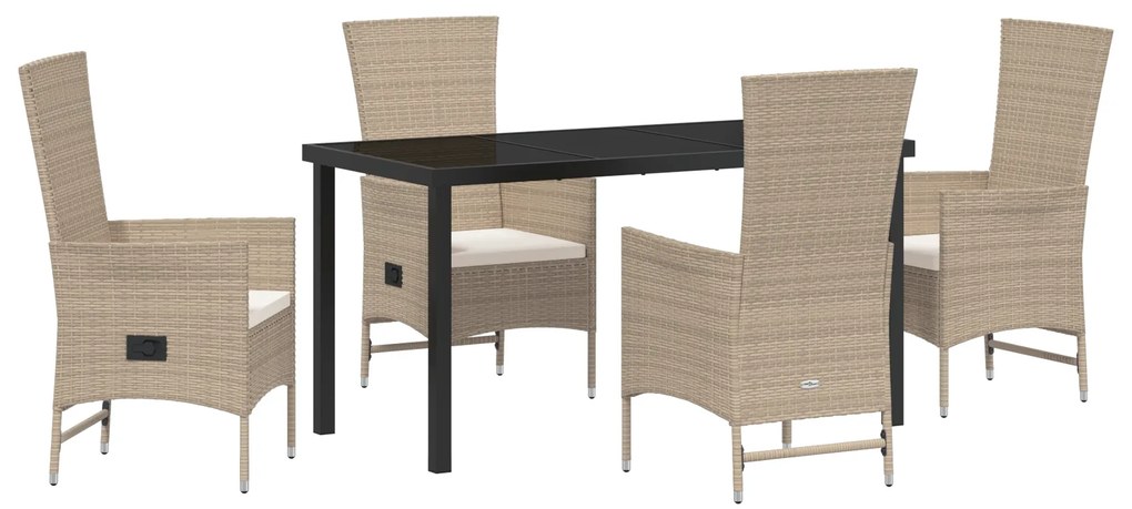 vidaXL Σετ Καρεκλών Εξωτερικών Χώρων 5 pcs Μπέζ, Κρέμες Λευκό