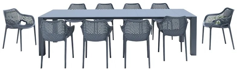 Σετ Τραπεζαρίας 11τμχ Vegas Air XL Dark Grey 100X260/300εκ.