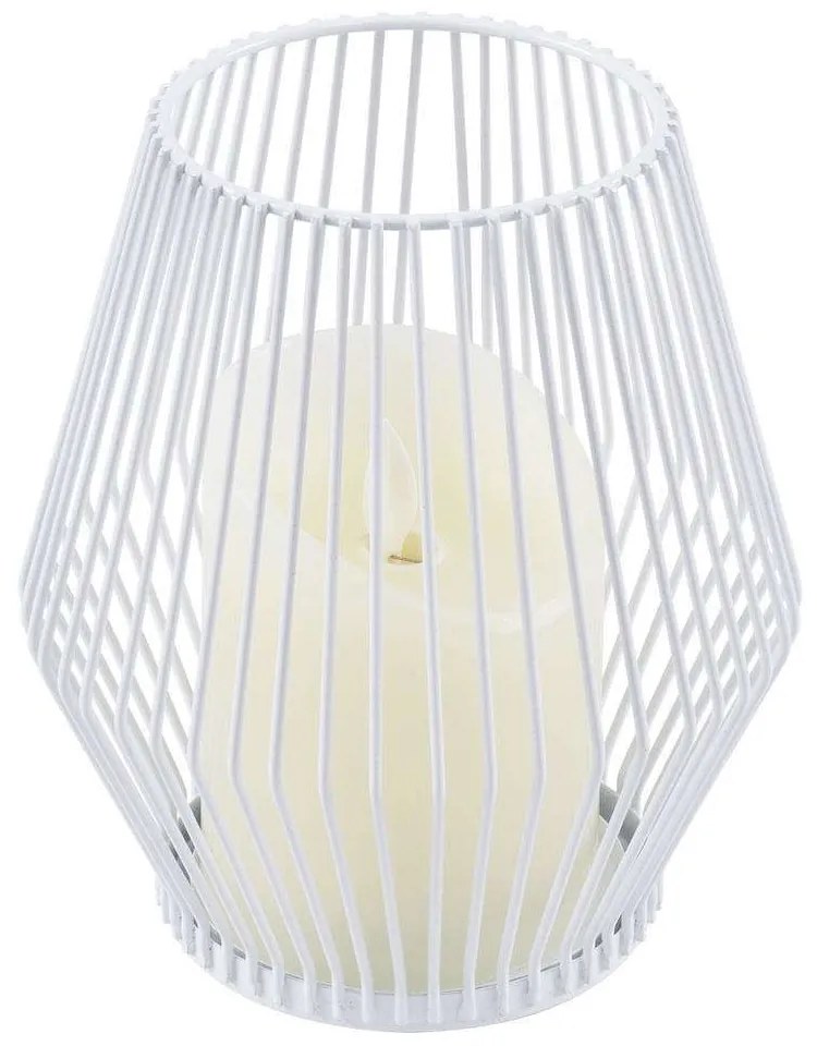 Φανάρι Με Διακοσμητικό Κερί Candle Led 76488 Φ14x16cm Με Μπαταρία &amp; Χειριστήριο Dimmable 2700K White Aluminium