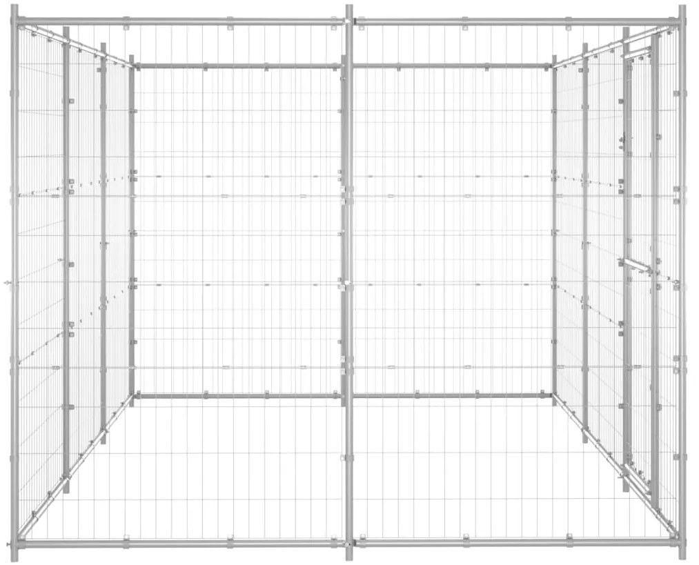 Κλουβί Σκύλου Εξωτερικού Χώρου 7,26 μ² από Γαλβανισμένο Χάλυβα - Ασήμι