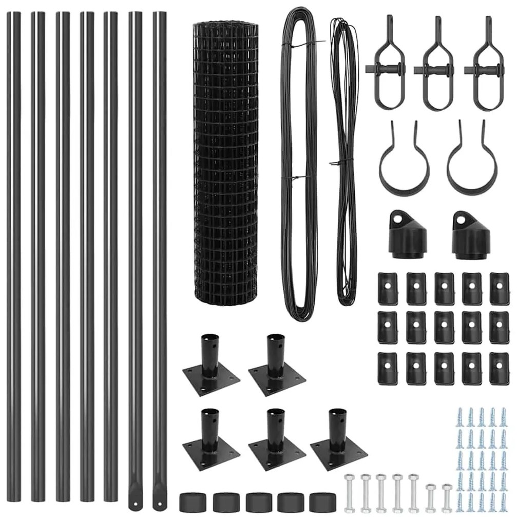 vidaXL Τεντώτο με στήριγμα Γκρι 0,4 x 10 μ Χάλυβας και PVC