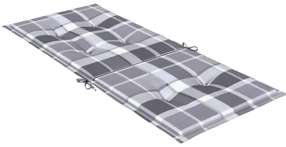 vidaXL Μαξιλάρια Καρέκλας Κήπου με Πλάτη 2 τεμ. Γκρι Καρό 120x50x3 εκ.