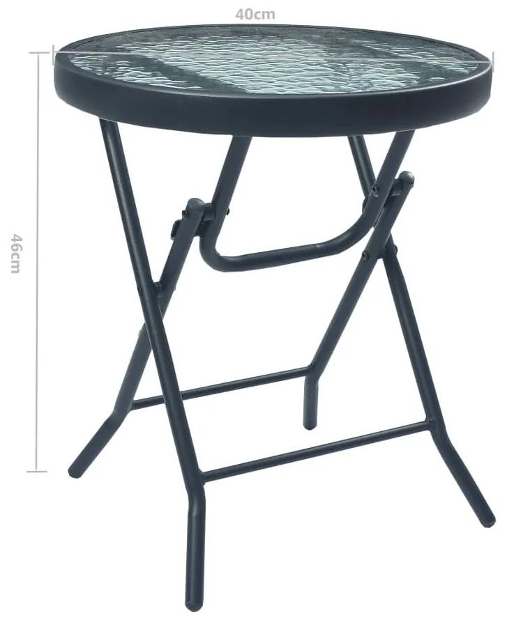 Τραπέζι Bistro Μαύρο 40 x 46 εκ. Ατσάλι και Γυαλί - Μαύρο