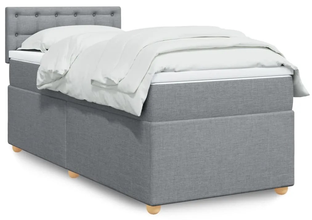 vidaXL Κρεβάτι Boxspring με Στρώμα Ανοιχτό Γκρι 80x200 εκ. Υφασμάτινο