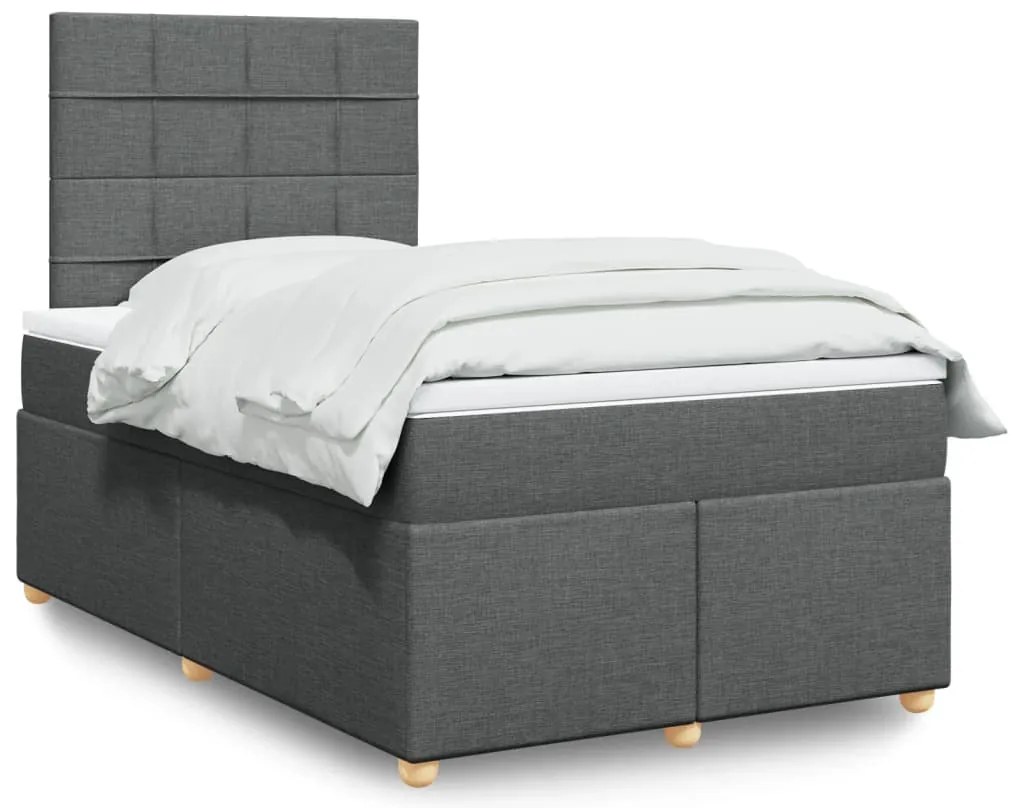 vidaXL Κρεβάτι Boxspring με Στρώμα Σκούρο Γκρι 120x200 εκ. Υφασμάτινο