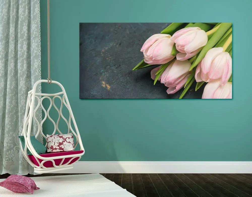 Εικόνα παστέλ ροζ τουλίπες - 100x50