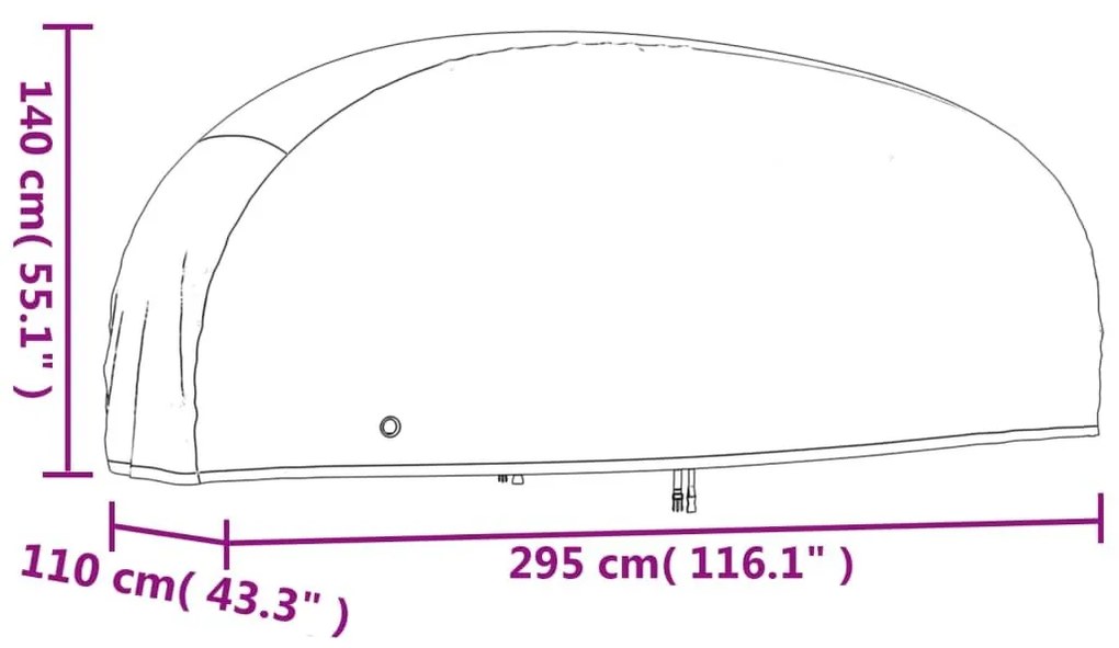 Κουκούλα Μηχανής Μαύρη 295x110x140 εκ. Ύφασμα Oxford 210D