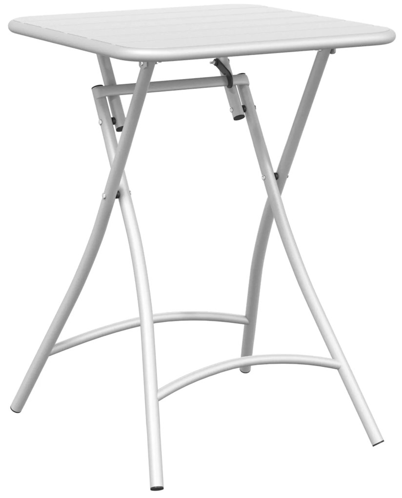 vidaXL Πτυσσόμενο τραπέζι κήπου Λευκό 55x55x73 εκ. από ατσάλι