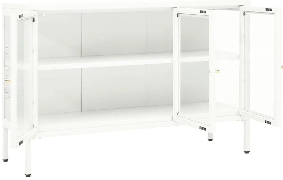 vidaXL Μπουφές Λευκός 105 x 35 x 70 εκ. από Ατσάλι και Γυαλί