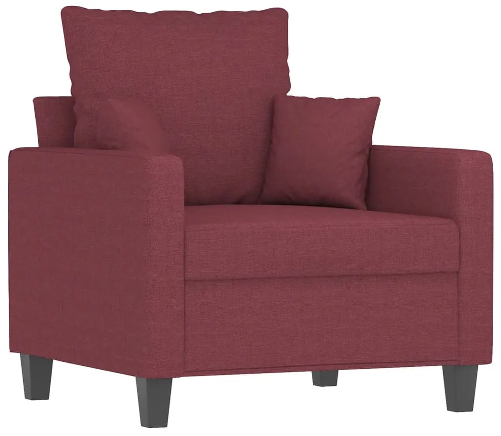 vidaXL Πολυθρόνες Σετ 3 Τεμαχίων Μπορντό από Ύφασμα με Μαξιλάρια