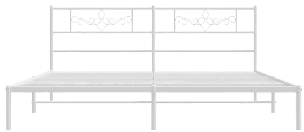 Πλαίσιο Κρεβατιού με Κεφαλάρι Λευκό 200 x 200 εκ. Μεταλλικό - Λευκό