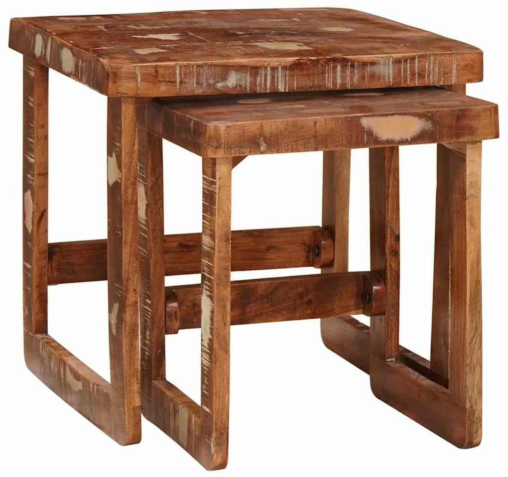 vidaXL Ένθετα τραπέζια 2 pcs 46 x 46 x 45 εκ. Στερεό Ανακτηθέν Ξύλο